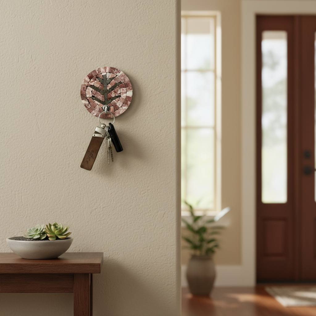 Handcrafted Mosaic Tea Leaf Holder – Small Decorative Wall Hook Organizer