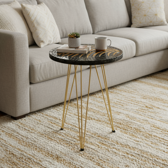 Smart Mosaic Coffee / Vase Table - Elegant Black Tree Artwork