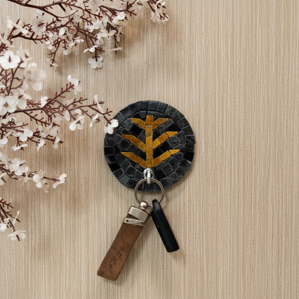 Handcrafted Mosaic Tea Leaf Holder – Small Decorative Wall Hook Organizer