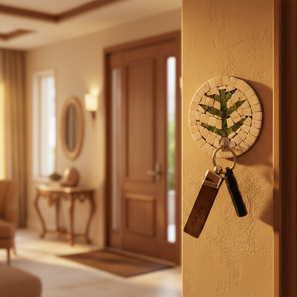 Handcrafted Mosaic Tea Leaf Holder – Small Decorative Wall Hook Organizer