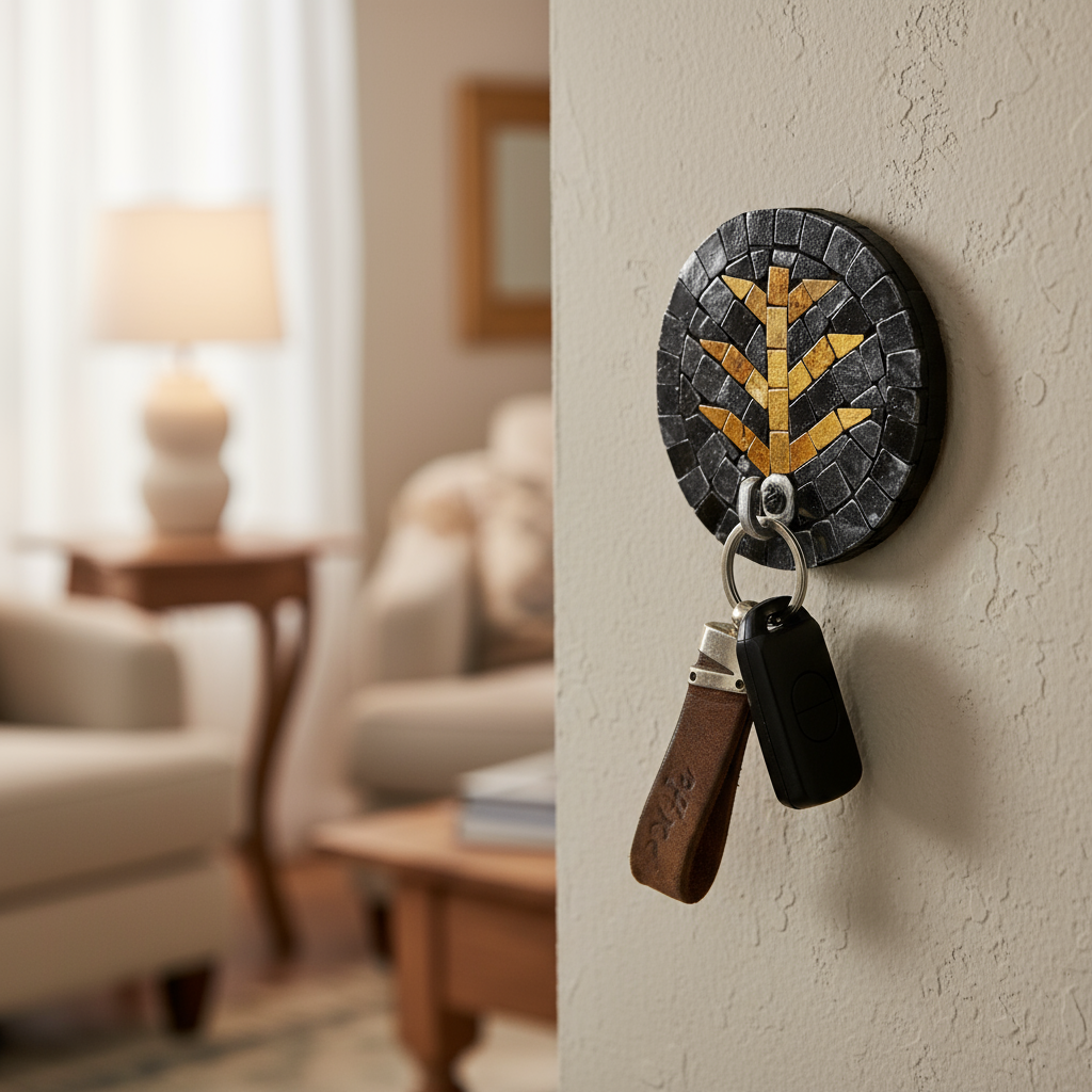 Handcrafted Mosaic Tea Leaf Holder – Small Decorative Wall Hook Organizer