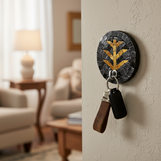 Handcrafted Mosaic Tea Leaf Holder – Small Decorative Wall Hook Organizer