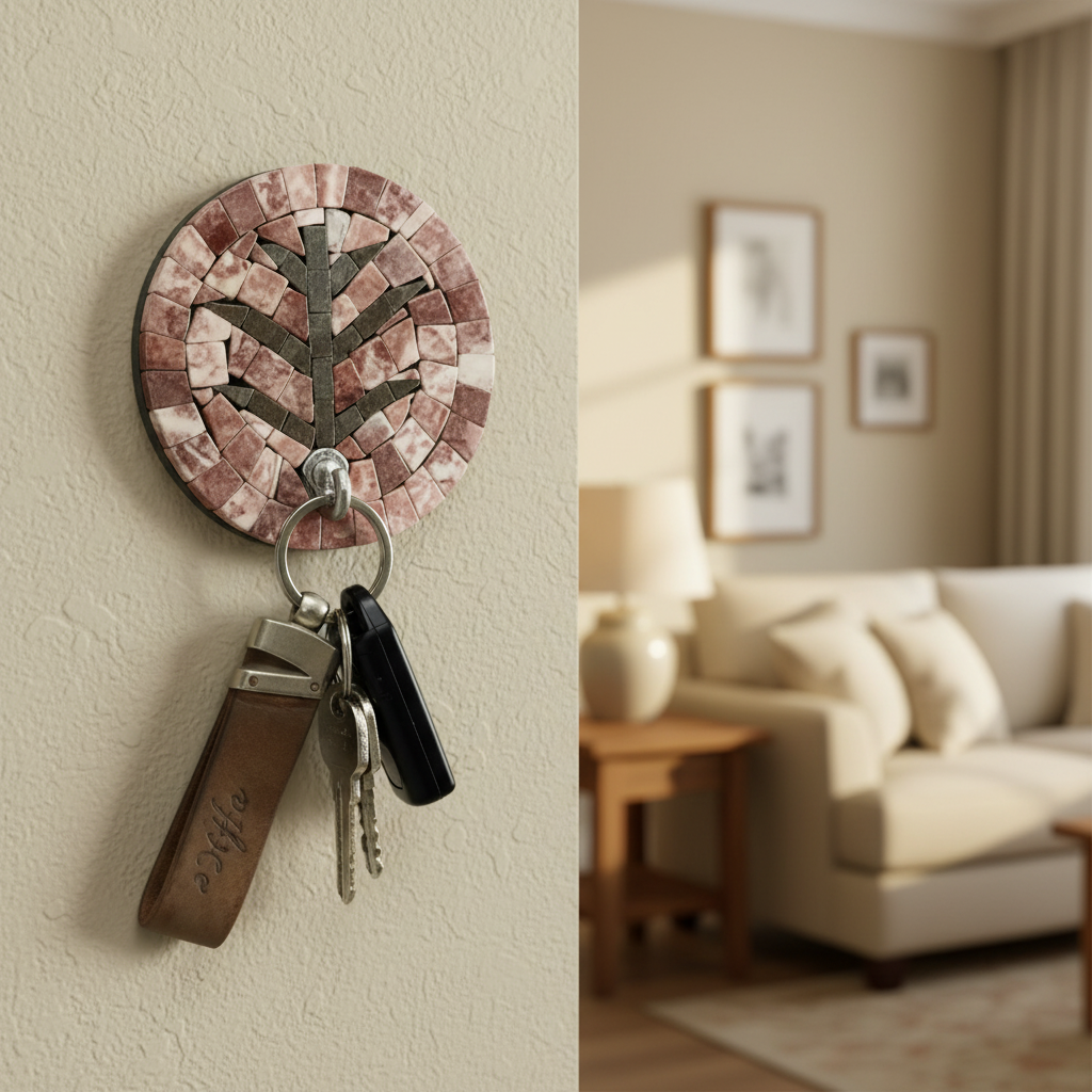 Handcrafted Mosaic Tea Leaf Holder – Small Decorative Wall Hook Organizer