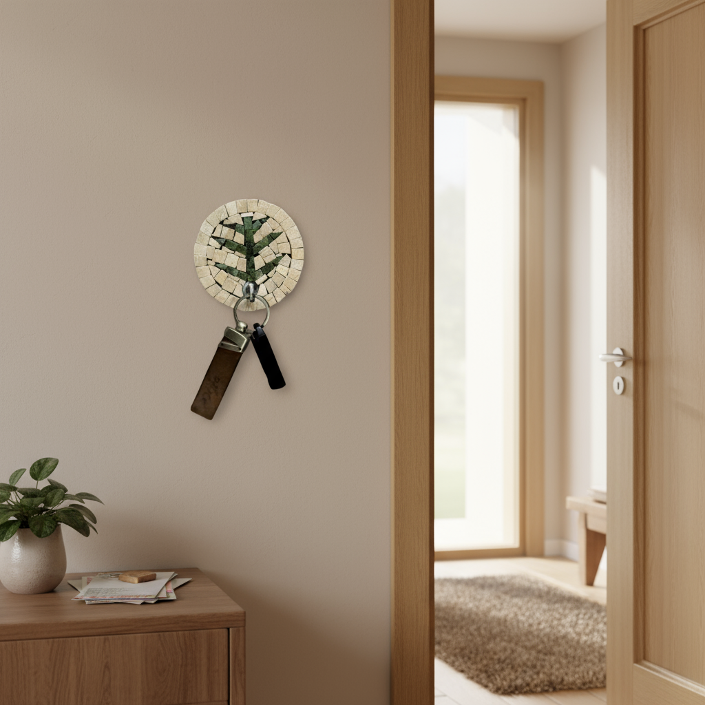 Handcrafted Mosaic Tea Leaf Holder – Small Decorative Wall Hook Organizer