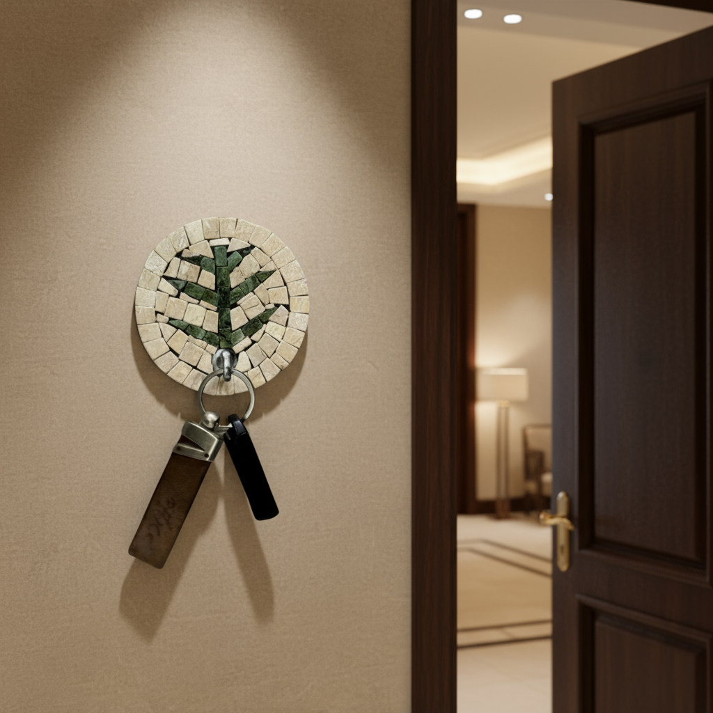 Handcrafted Mosaic Tea Leaf Holder – Small Decorative Wall Hook Organizer