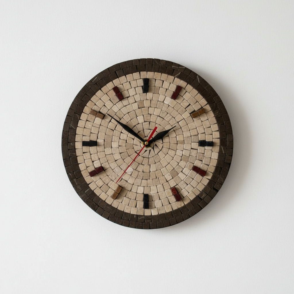 Handmade Earth-Tone Stone Art Clock