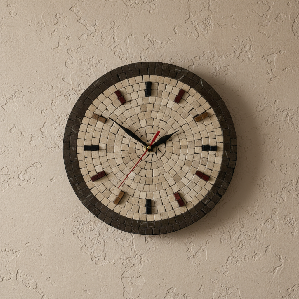 Handmade Earth-Tone Stone Art Clock