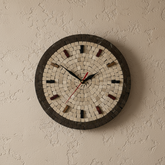 Handmade Earth-Tone Stone Art Clock