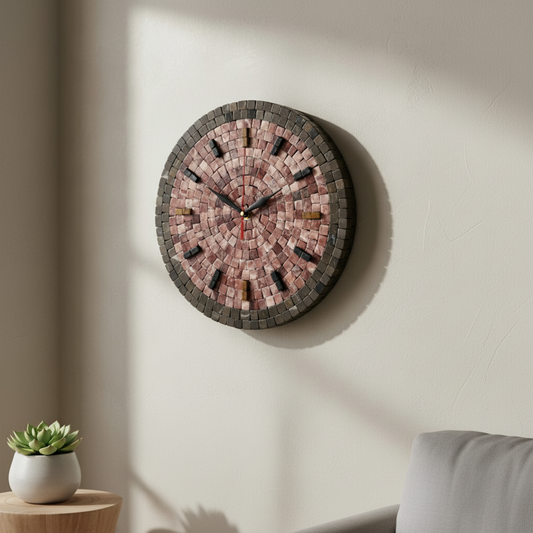 Handmade Earth-Tone Stone Art Clock