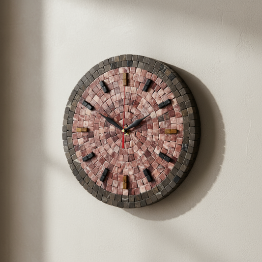 Handmade Earth-Tone Stone Art Clock