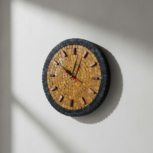 Handmade Earth-Tone Stone Art Clock
