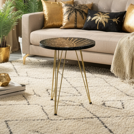 Smart Mosaic Coffee / Vase Table - Elegant Black Tree Artwork