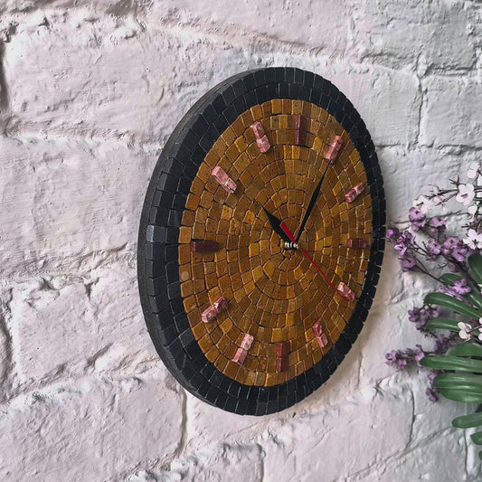 Handmade Earth-Tone Stone Art Clock